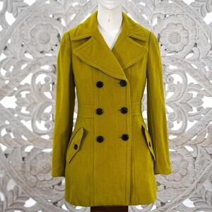 Burberry Blue Label Chartreuse Wool Cashmere Coat Women’s 38 Made in Japan